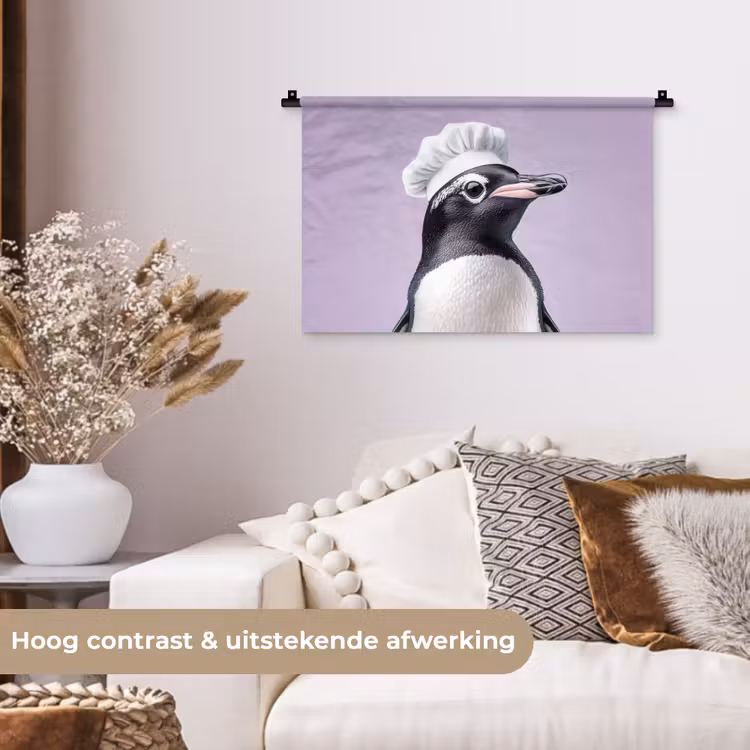 Wandkleed - Pinguïn - Koksmuts - Lief - Paars — 4