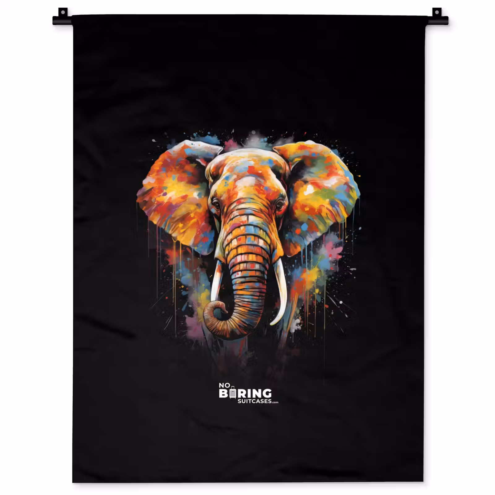 Wandkleed - Olifant versierd met kleurrijke spetters — 1