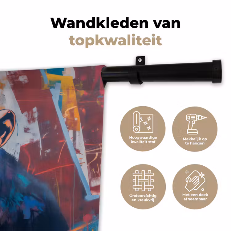 Wandkleed - Aap - Tong - Abstract - Zwart — 3