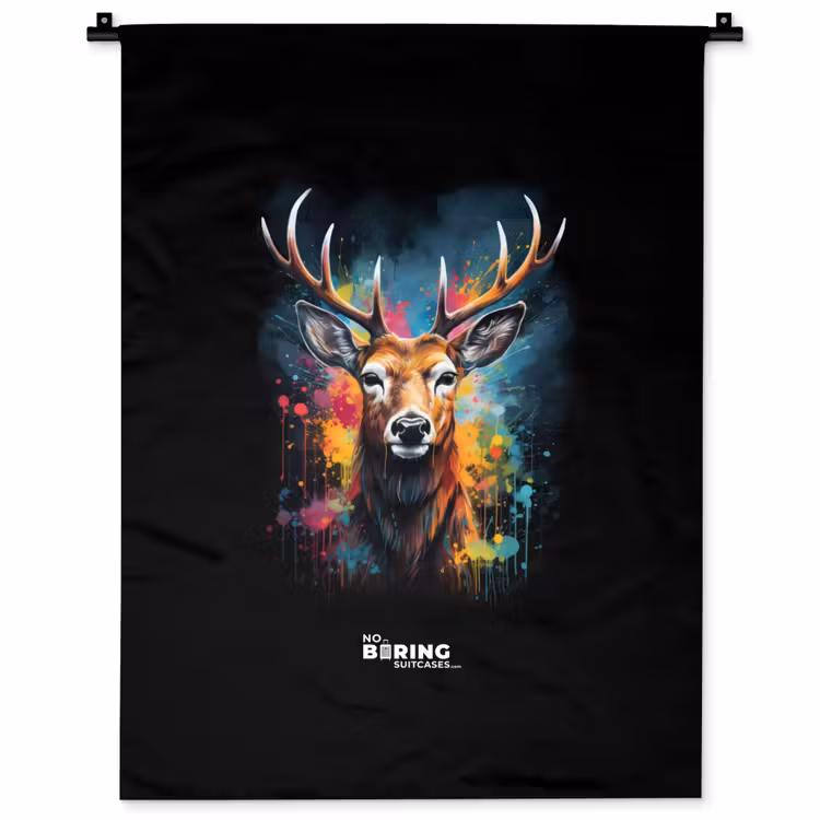 Wandkleed - Hert met gewei tussen graffiti spray — 1