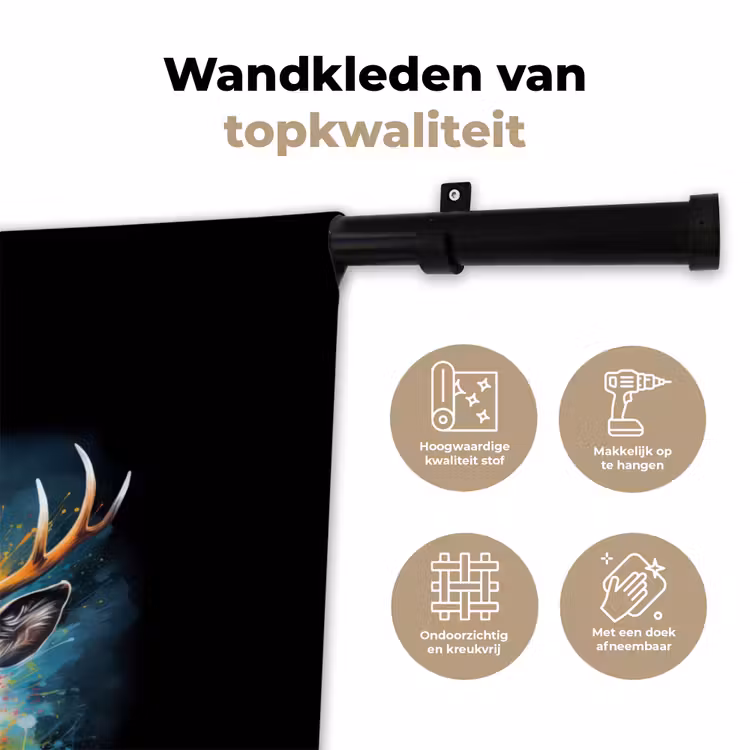 Wandkleed - Hert met gewei tussen graffiti spray — 3
