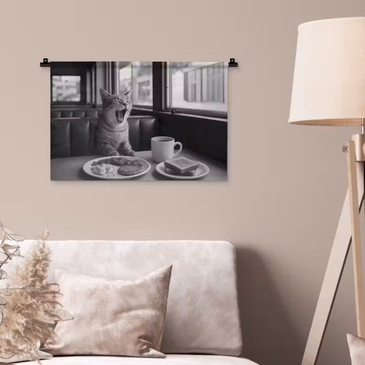 Wandkleed - Kat - Koffie - Brood - Zwart — 2