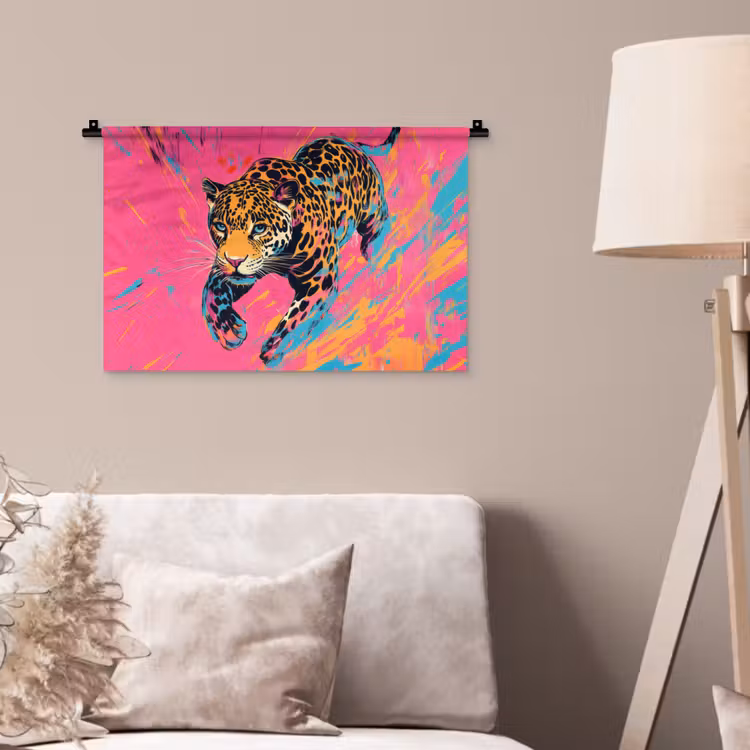 Wandkleed - Luipaard - Roze - Oranje - Blauw - Verf — 2