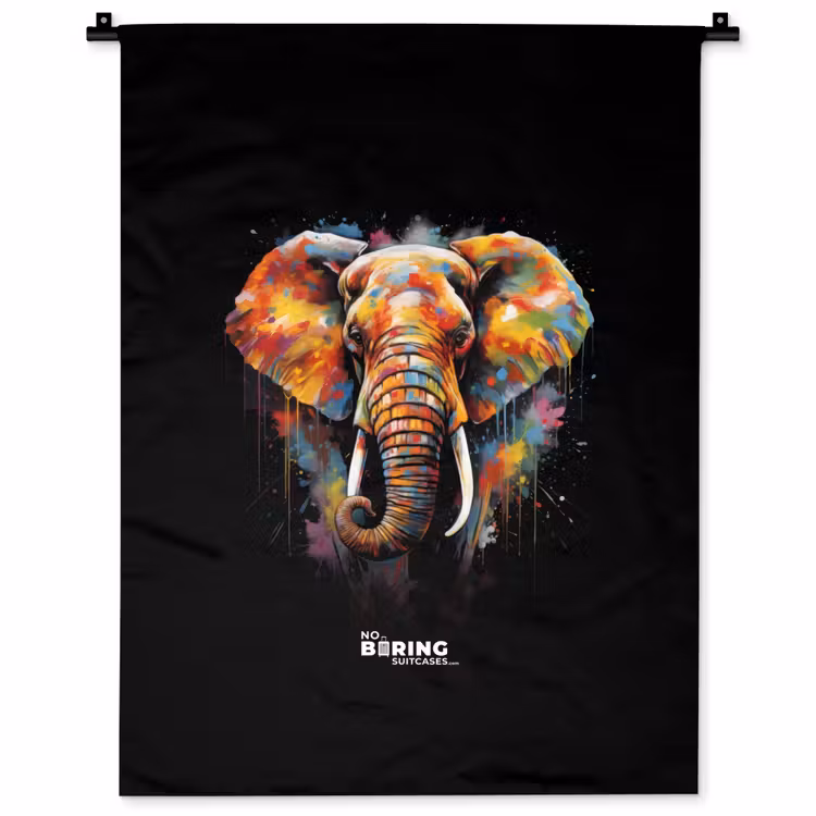 Wandkleed - Olifant versierd met kleurrijke spetters — 1