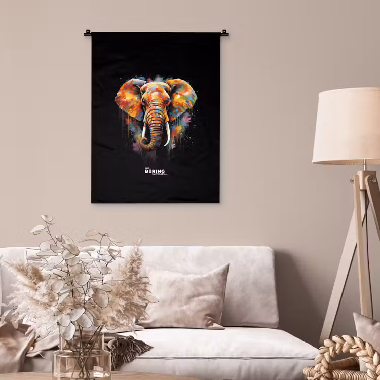 Wandkleed - Olifant versierd met kleurrijke spetters — 2