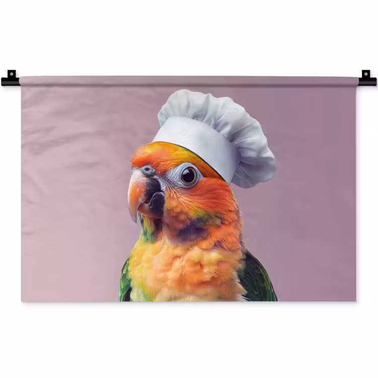 Wandkleed - Papegaai - Koksmuts - Nieuwsgierig - Vogel — 1
