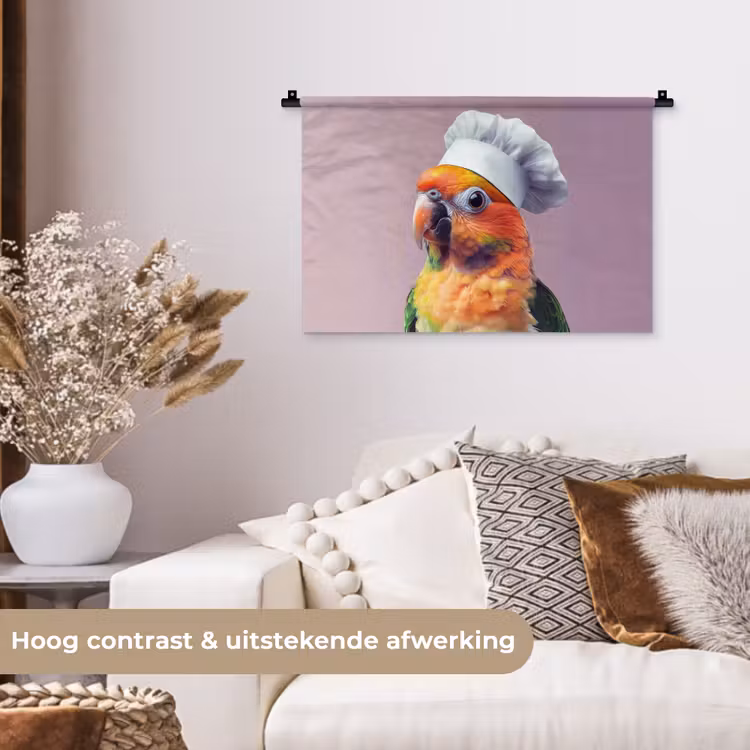 Wandkleed - Papegaai - Koksmuts - Nieuwsgierig - Vogel — 4