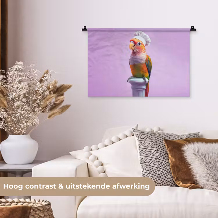Wandkleed - Papegaai - Koksmuts - Pilaar - Vogel — 4