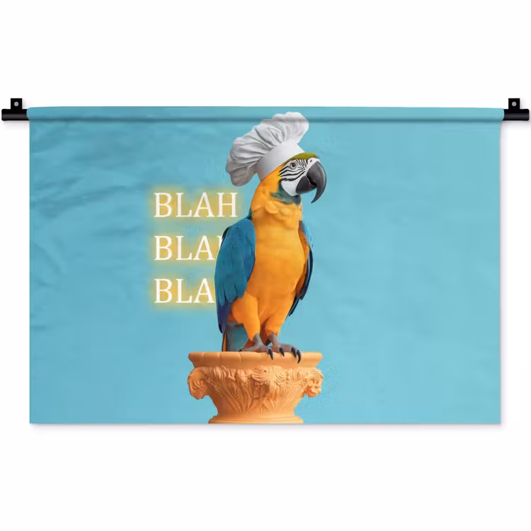 Wandkleed - Papegaai - Koksmuts - Quote - Neon — 1