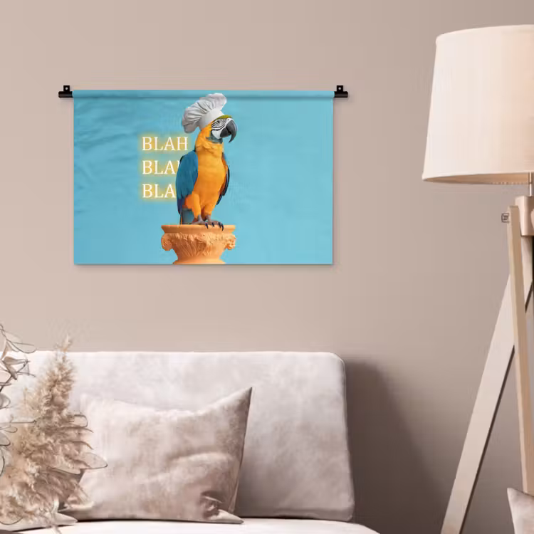 Wandkleed - Papegaai - Koksmuts - Quote - Neon — 2