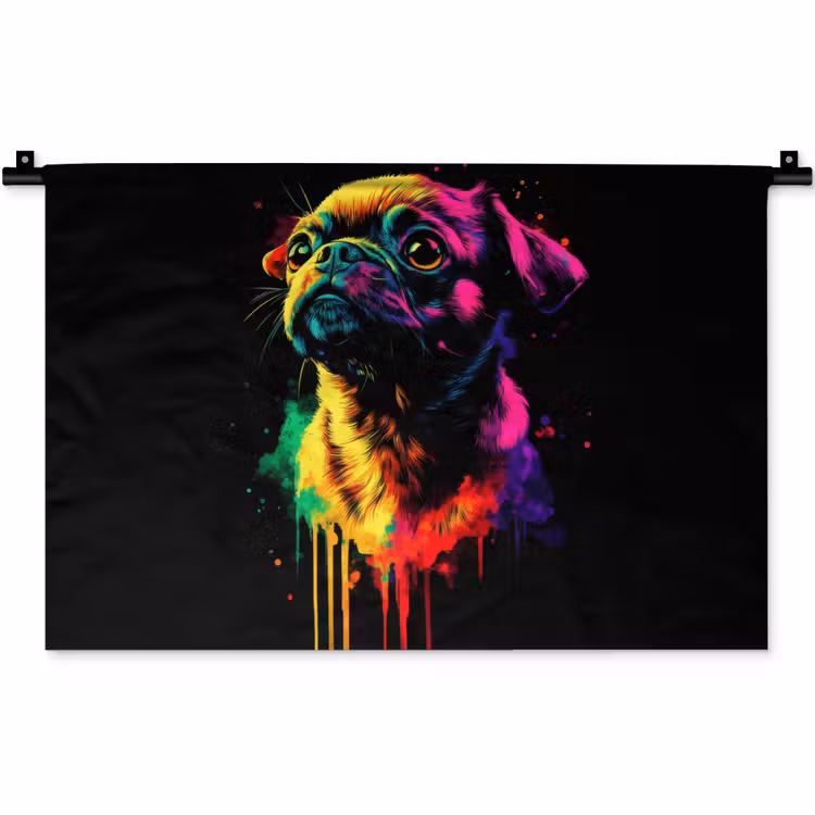 Wandkleed - Puck - Hond - Verf - Kleuren — 1
