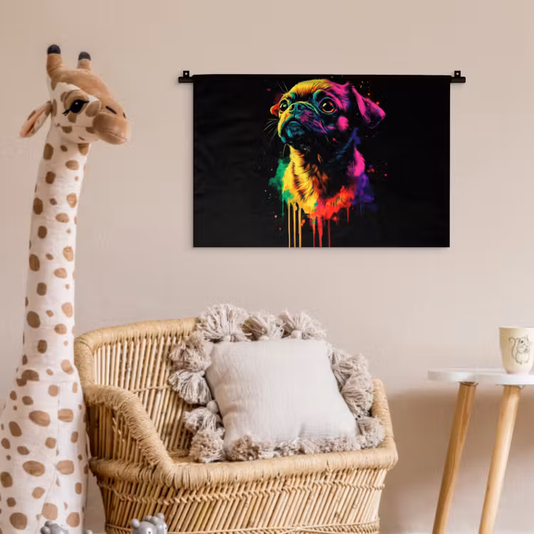 Wandkleed - Puck - Hond - Verf - Kleuren — 5