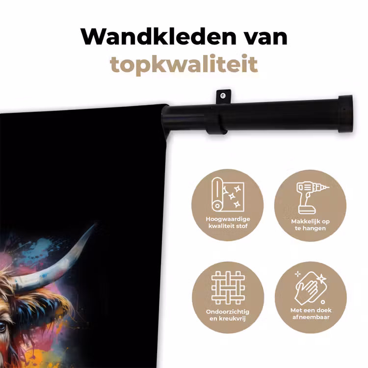 Wandkleed - Schotse hooglander als graffiti art — 3