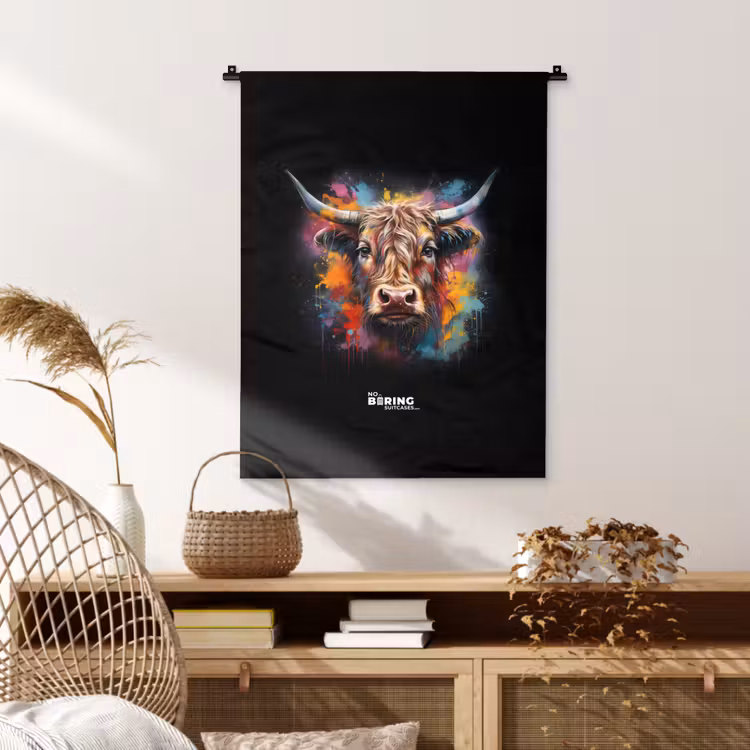 Wandkleed - Schotse hooglander als graffiti art — 4