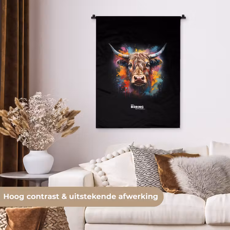 Wandkleed - Schotse hooglander als graffiti art — 5