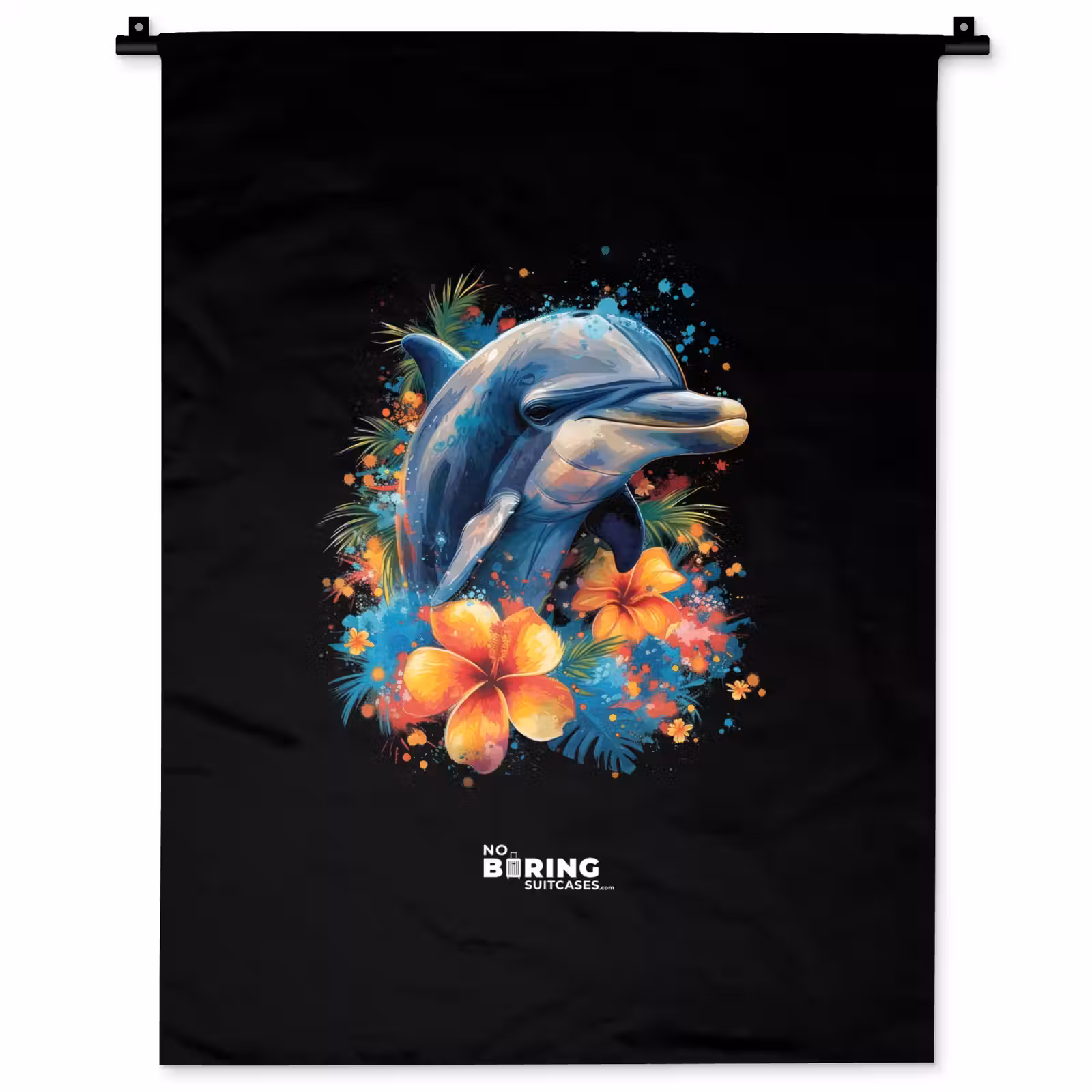 Wandkleed - Dolfijn te midden van graffiti bloemen — 1