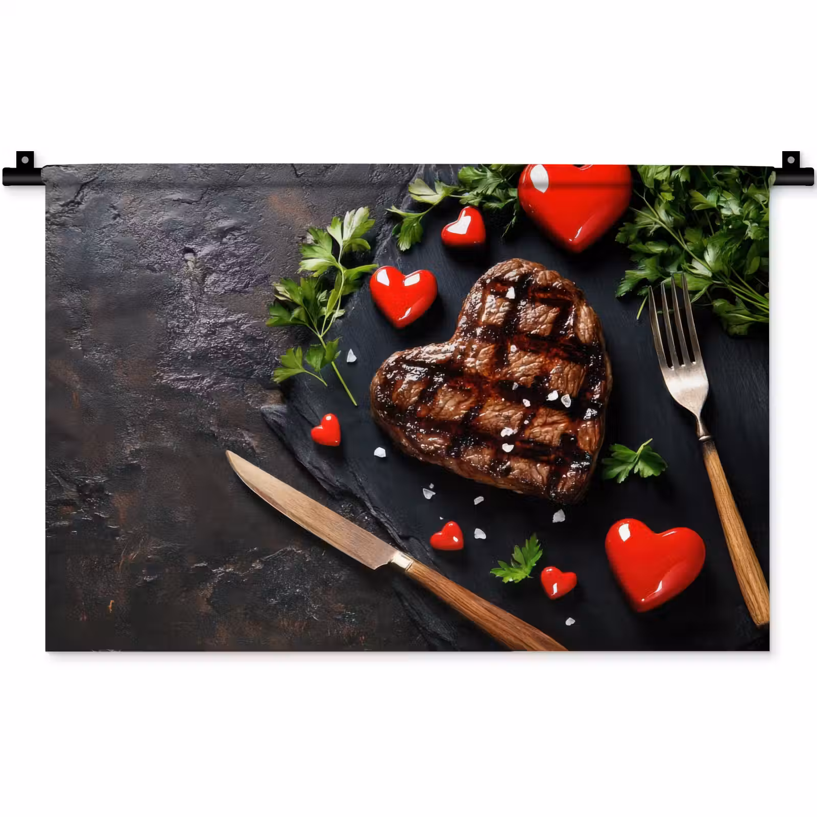 Wandkleed - Steak - Hart - Bestek — 1