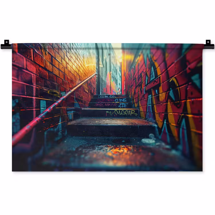 Wandkleed - Architectuur - Neon - Trap - Graffiti — 1