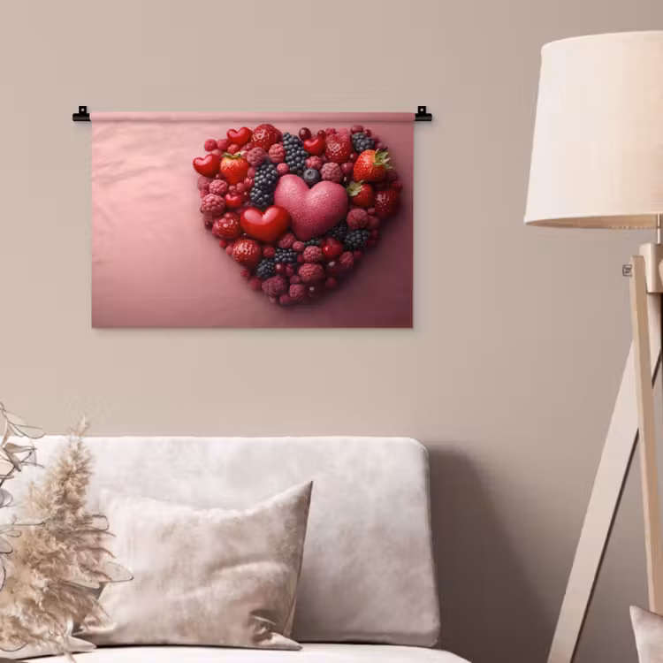 Wandkleed - Fruit - Hartjes - Aardbeien - Frambozen - Bosbessen — 2