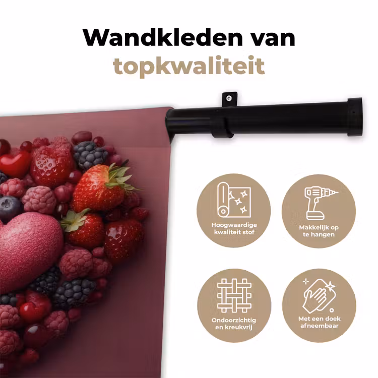 Wandkleed - Fruit - Hartjes - Aardbeien - Frambozen - Bosbessen — 3