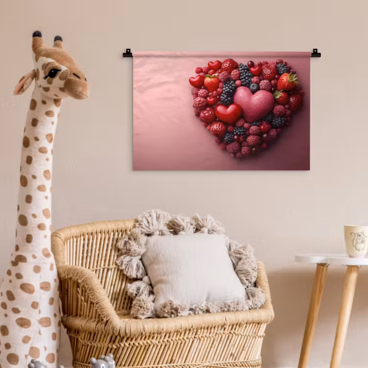 Wandkleed - Fruit - Hartjes - Aardbeien - Frambozen - Bosbessen — 5