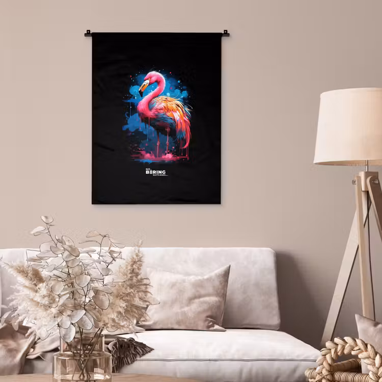 Wandkleed - Gekleurde flamingo voor een verfexplosie — 2