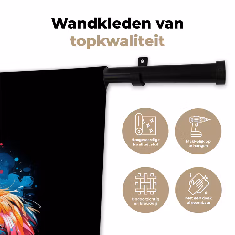 Wandkleed - Gekleurde flamingo voor een verfexplosie — 3