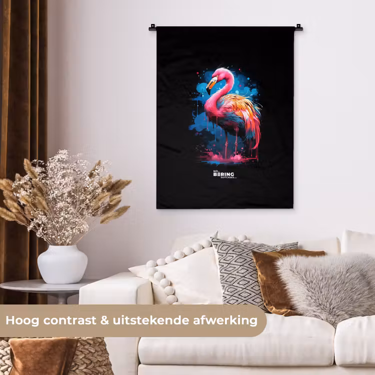 Wandkleed - Gekleurde flamingo voor een verfexplosie — 5