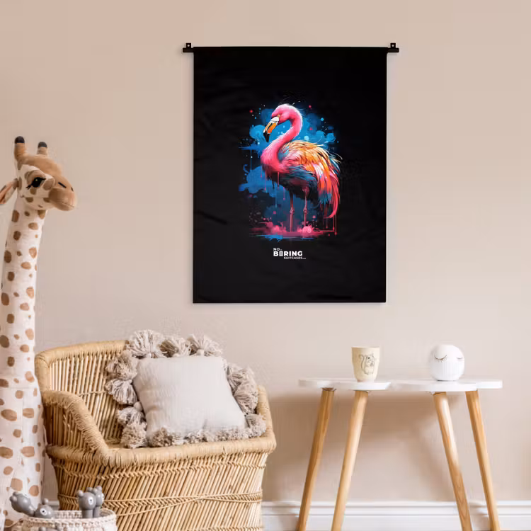 Wandkleed - Gekleurde flamingo voor een verfexplosie — 6