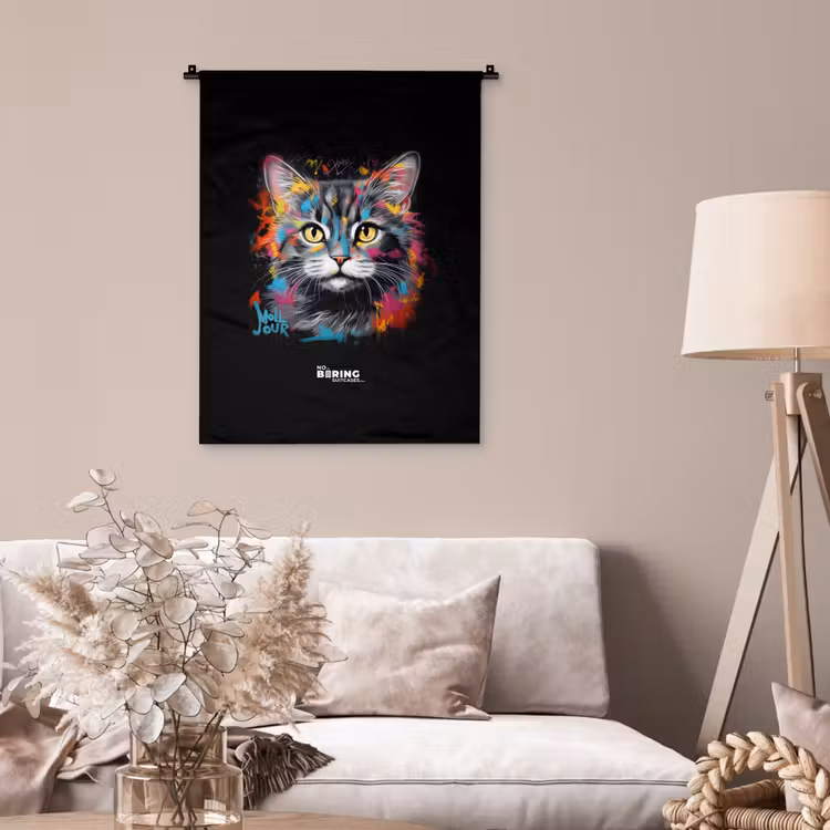 Wandkleed - Kat met kleurrijke penseelstreken — 2
