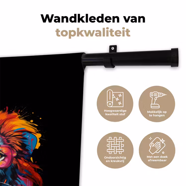 Wandkleed - Kleurrijke leeuw in graffiti stijl — 3