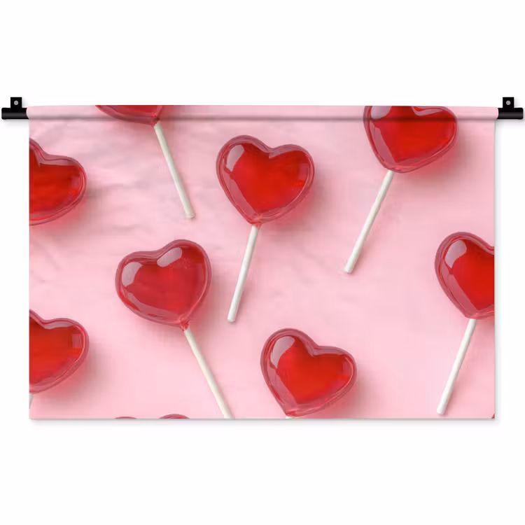 Wandkleed - Lollies - Hartjes - Roze — 1