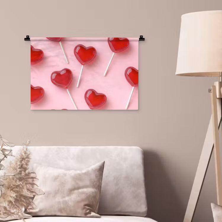 Wandkleed - Lollies - Hartjes - Roze — 2