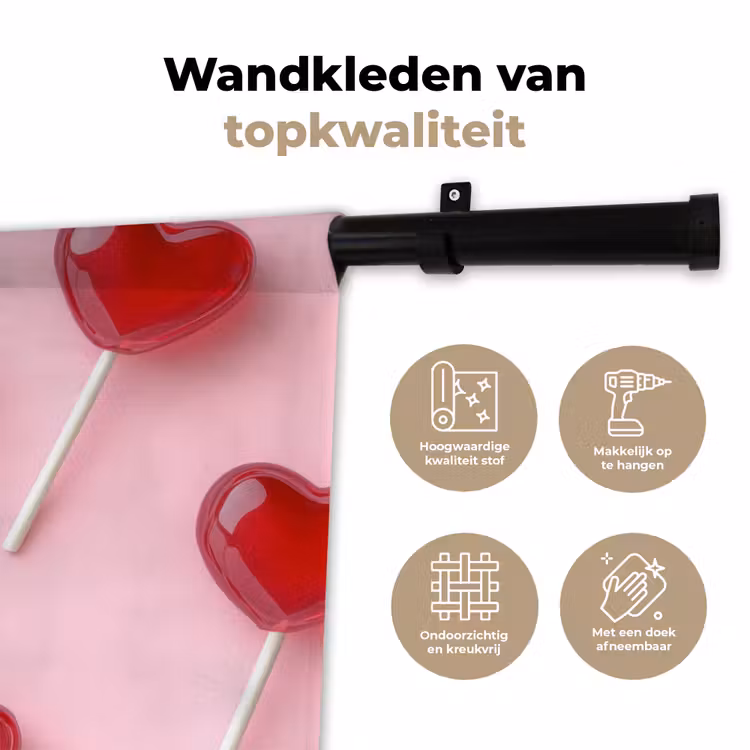 Wandkleed - Lollies - Hartjes - Roze — 3