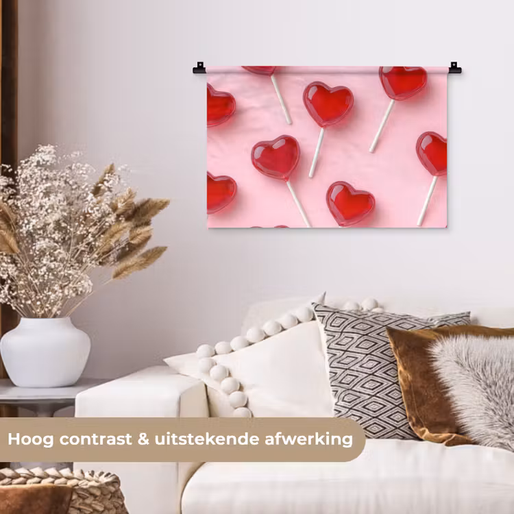 Wandkleed - Lollies - Hartjes - Roze — 4