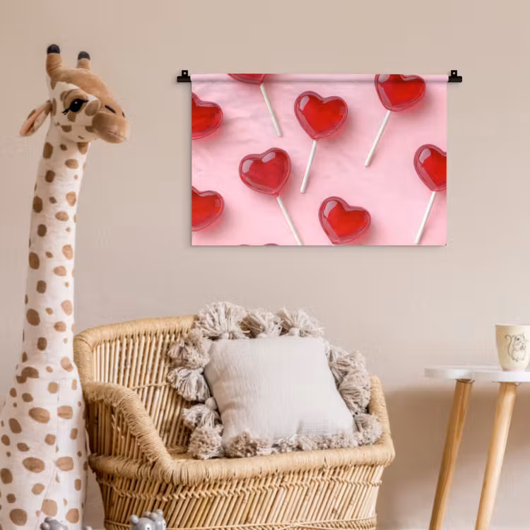 Wandkleed - Lollies - Hartjes - Roze — 5