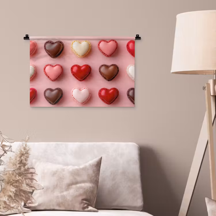 Wandkleed - Macarons - Hartjes - Kleurrijk - Roze — 2