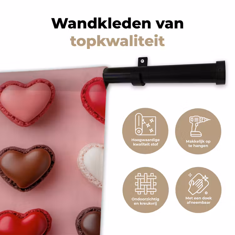 Wandkleed - Macarons - Hartjes - Kleurrijk - Roze — 3