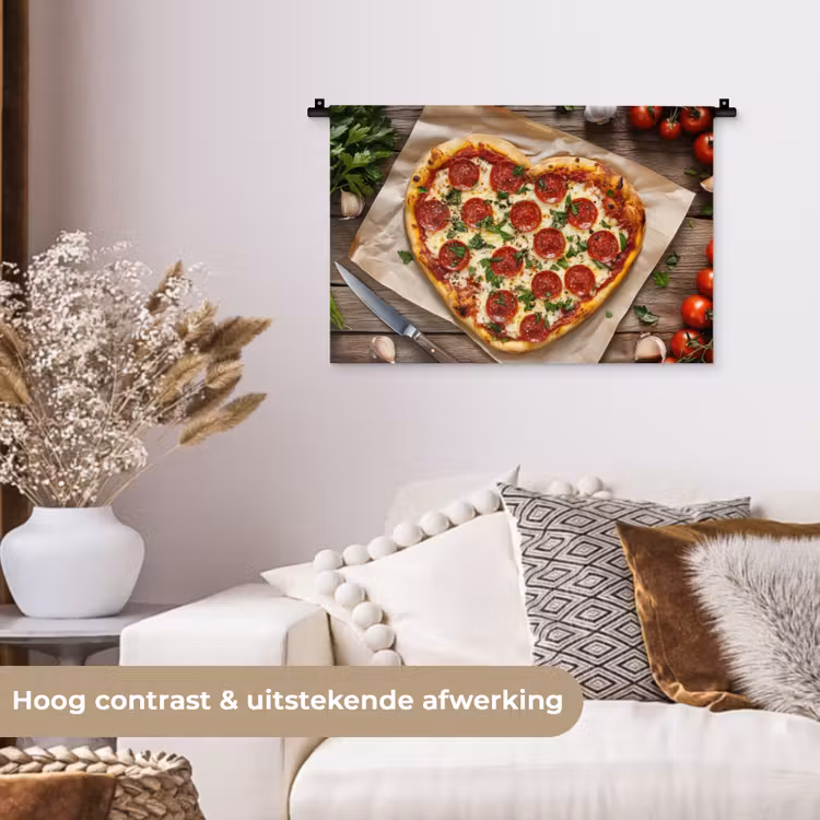 Wandkleed - Pizza - Hart - Pepperoni - Tomaat — 4