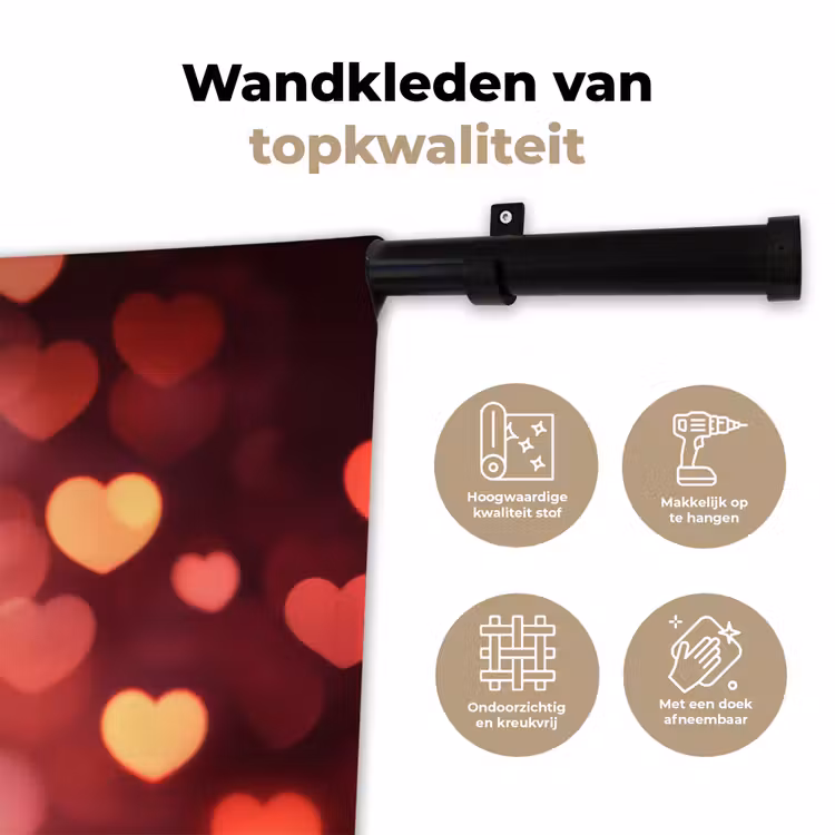 Wandkleed - Rood - Wijn - Hartjes — 3