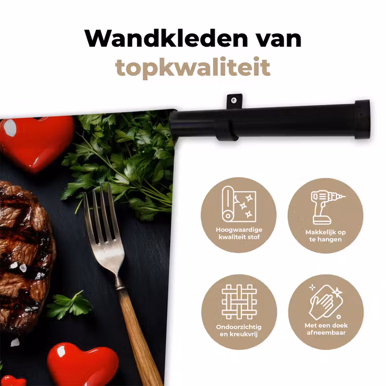 Wandkleed - Steak - Hart - Bestek — 3