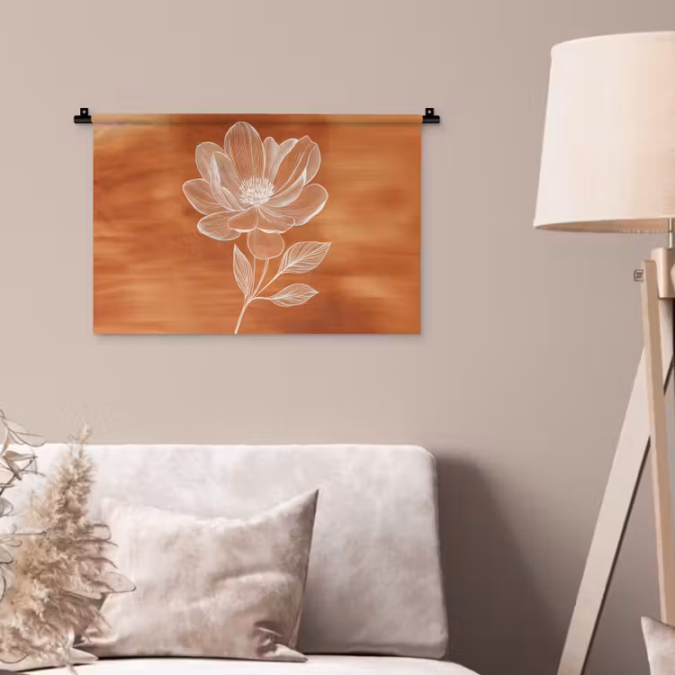 Wandkleed - Bloem - Minimalistisch - Wit — 2