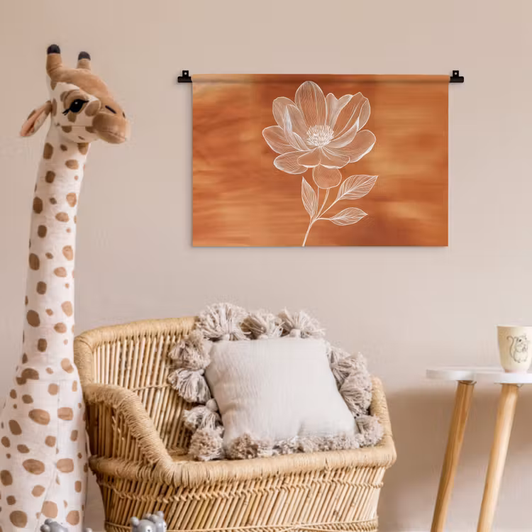 Wandkleed - Bloem - Minimalistisch - Wit — 5