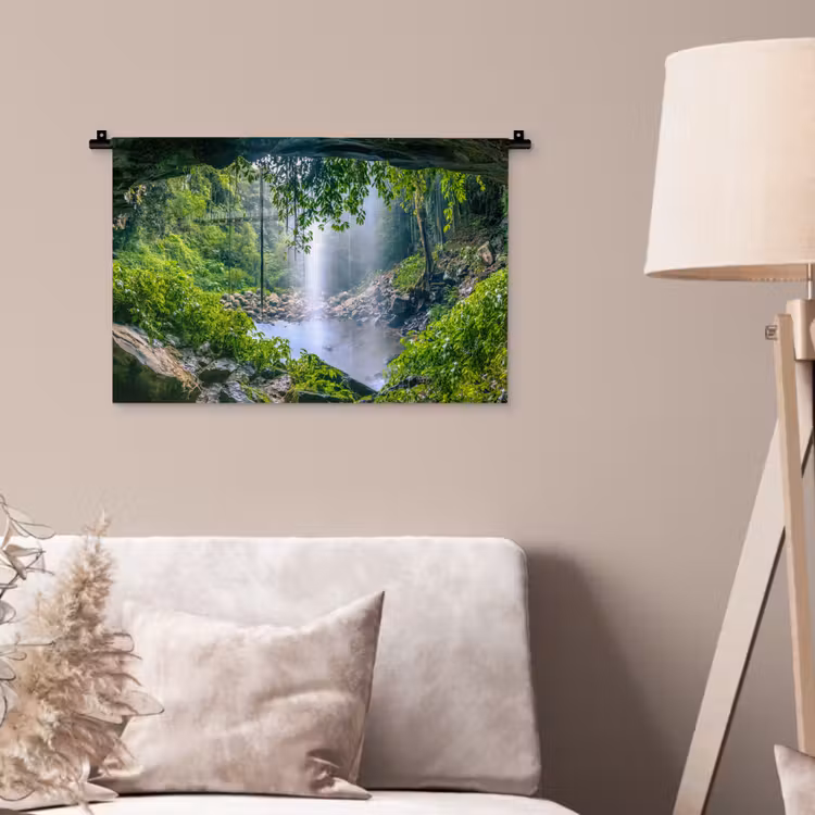 Wandkleed - Jungle - Regenwoud - Water - Waterval - Planten — 2