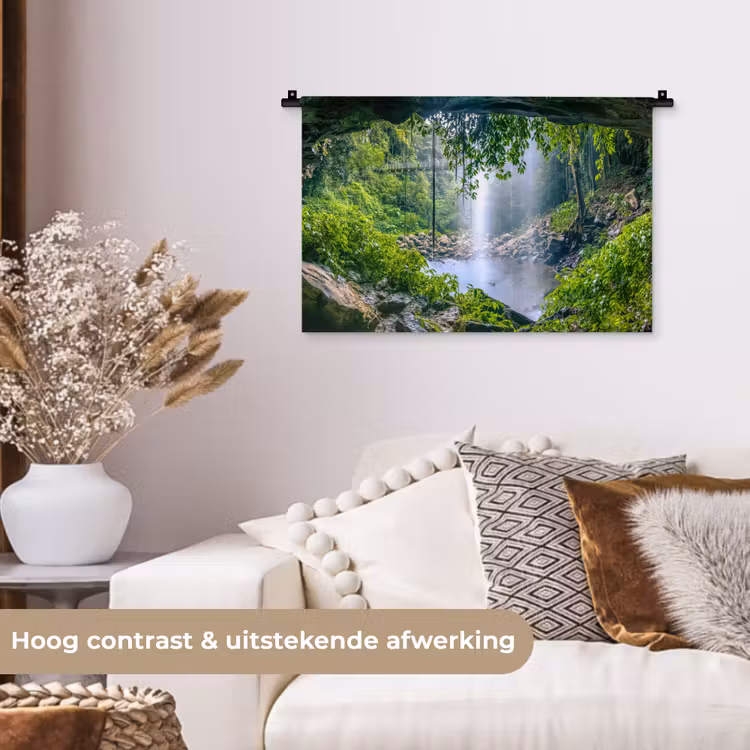 Wandkleed - Jungle - Regenwoud - Water - Waterval - Planten — 4