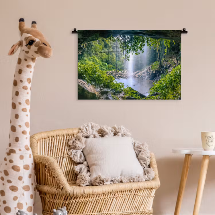 Wandkleed - Jungle - Regenwoud - Water - Waterval - Planten — 5