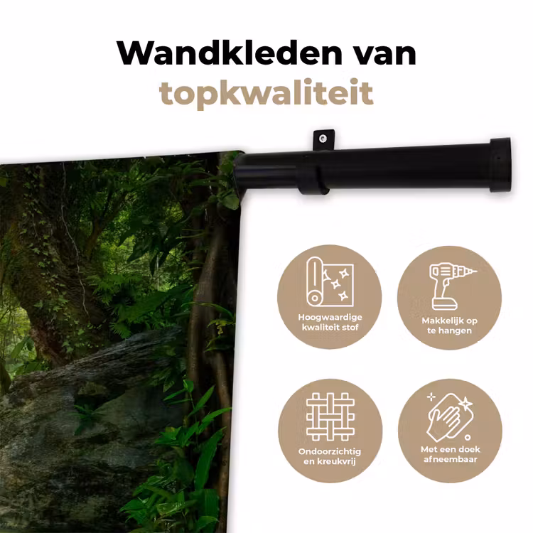 Wandkleed - Jungle - Stenen - Water - Natuur - Planten — 3