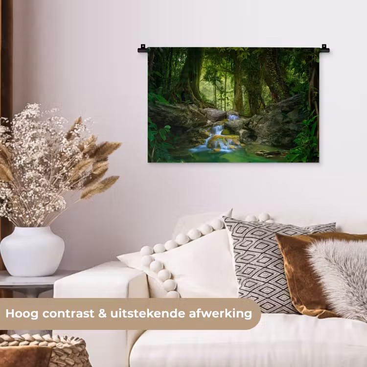 Wandkleed - Jungle - Stenen - Water - Natuur - Planten — 4
