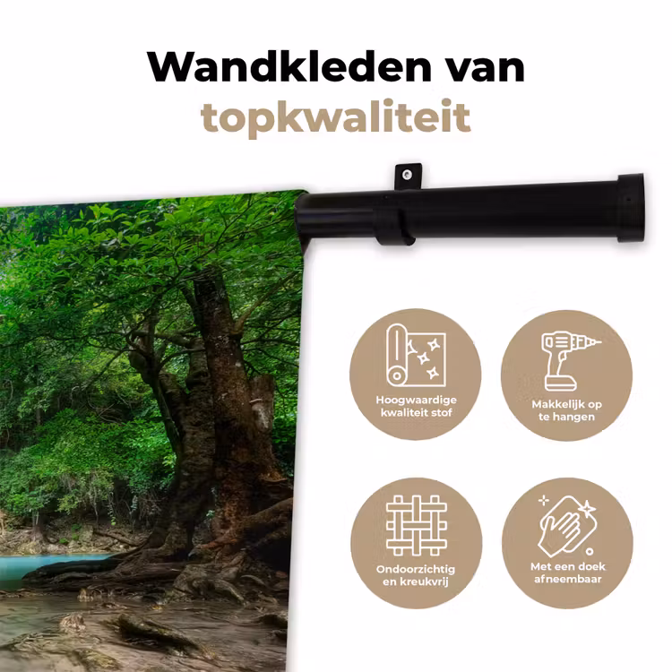 Wandkleed - Jungle - Waterval - Planten - Water - Natuur — 3