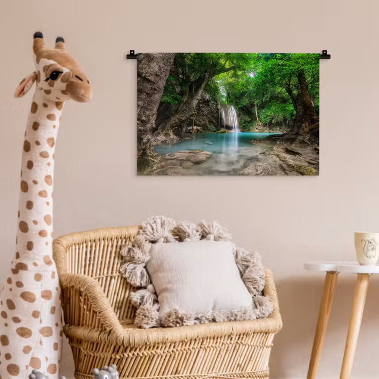 Wandkleed - Jungle - Waterval - Planten - Water - Natuur — 5